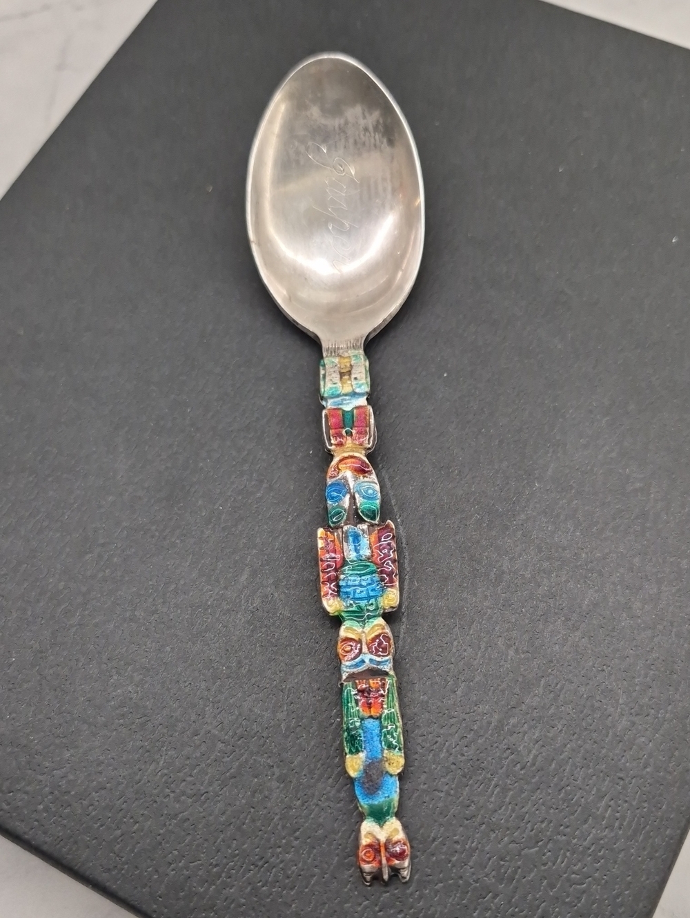 Jasper, BC Totem Handle Silver Collectible Spoon - Multicolor
